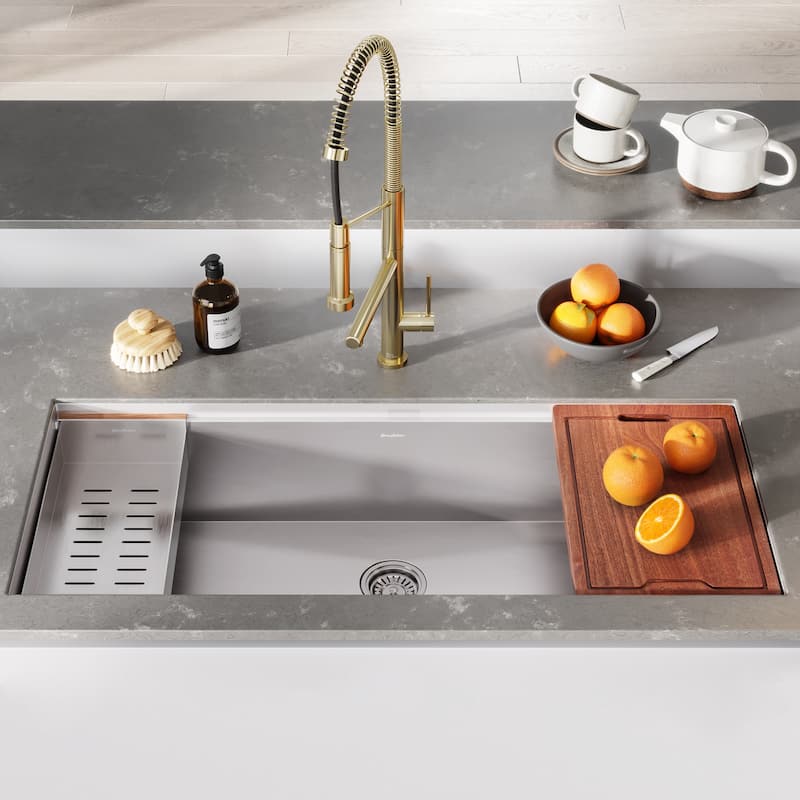 Rivage 45 x 19 Single Basin Undermount Kitchen Workstation Sink - 45 x 19