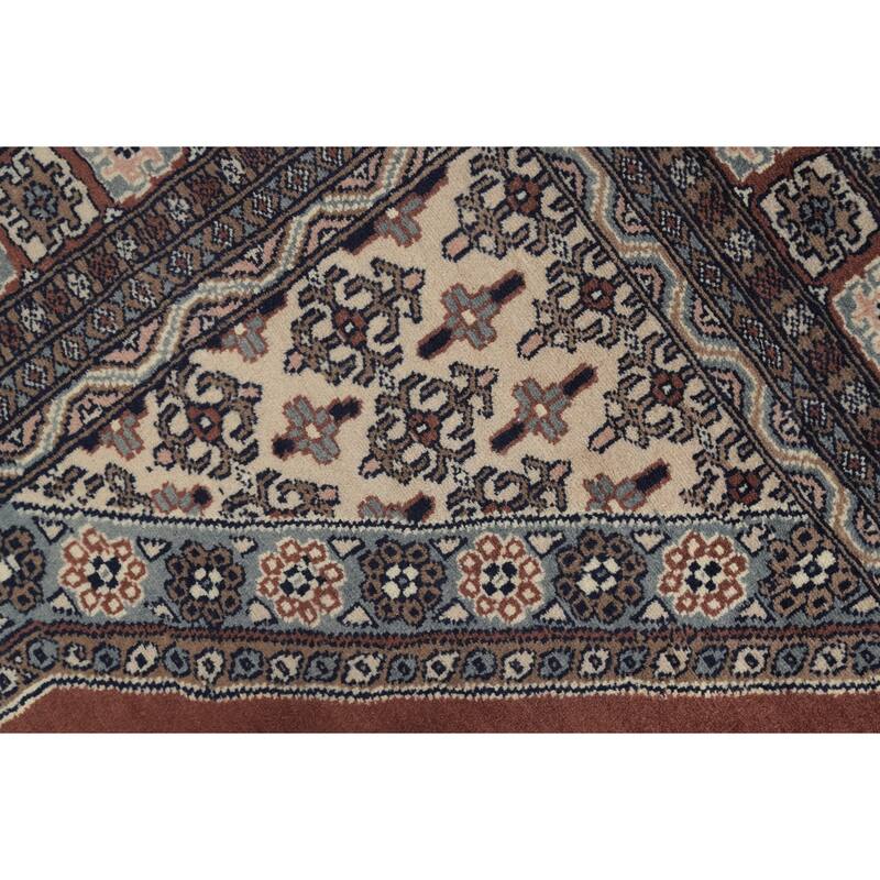 Hand Knotted Oriental 100% Wool Carpet Traditional Medallion Brown Bokhara Area Rug - 8' 11'' X 6' 1''
