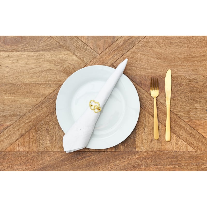 Gold Heart Wedding Napkin Ring Set of 6 - Set of 6