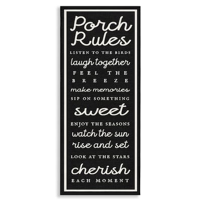 Stupell Porch Rules on Black Canvas Wall Art Design By Lil' Rue