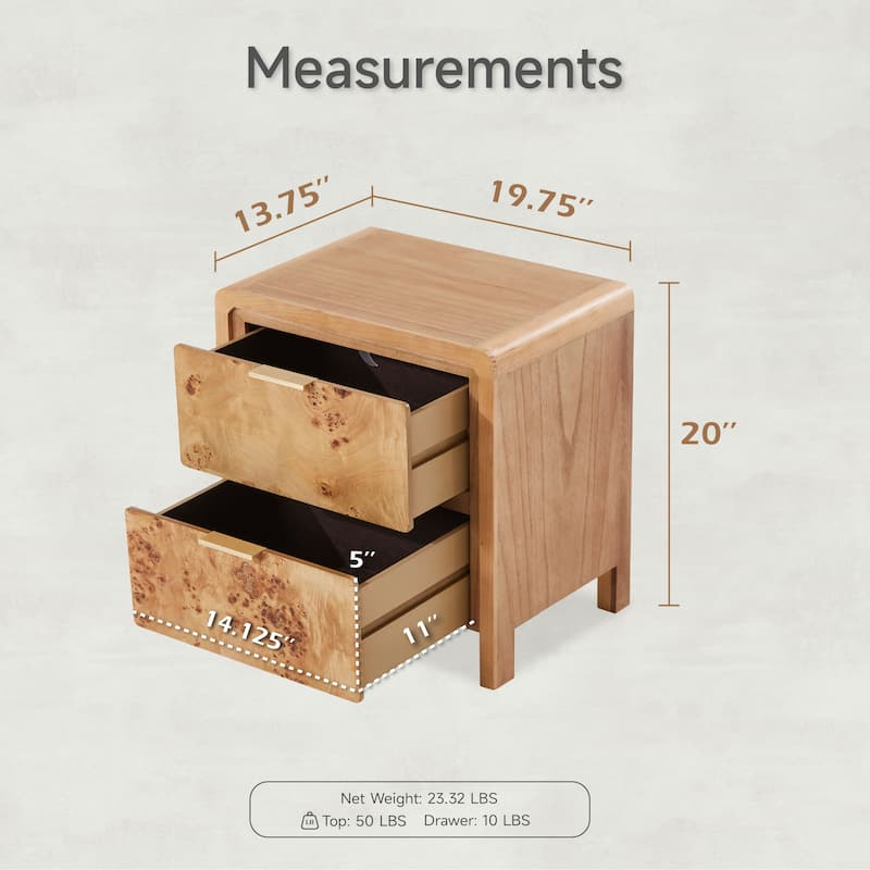 COZAYH Fully-Assembled Farmhouse Nightstand, Rustic Distressed Wood Retro Accent Dresser, Chest of Drawers,Boho
