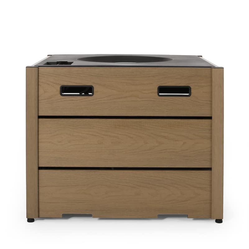 Archie Outdoor Composite Wood 31" Outdoor 40,000 BTU Square Fire Pit by Christopher Knight Home