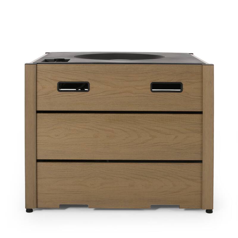 Roomfitters Outdoor Square Propane Fire Pit Table, 31'' WPC Base Gas Fireplace with 40,000 BTU Burner and Lava Rocks