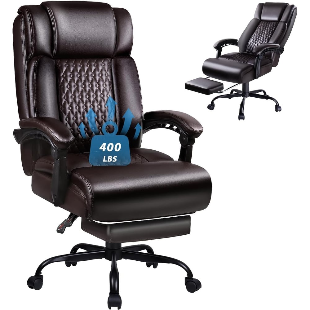 BOSSIN Big and Tall Office Chair Executive Heavy Duty Home Chairs with Foot Rest Ergonomic,High Back and Lumbar Support