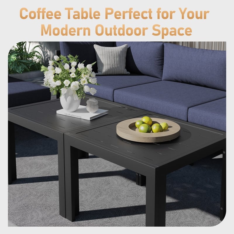 FINCATI Aluminum Outdoor Patio Furniture Conversation Sectional Sofa Set