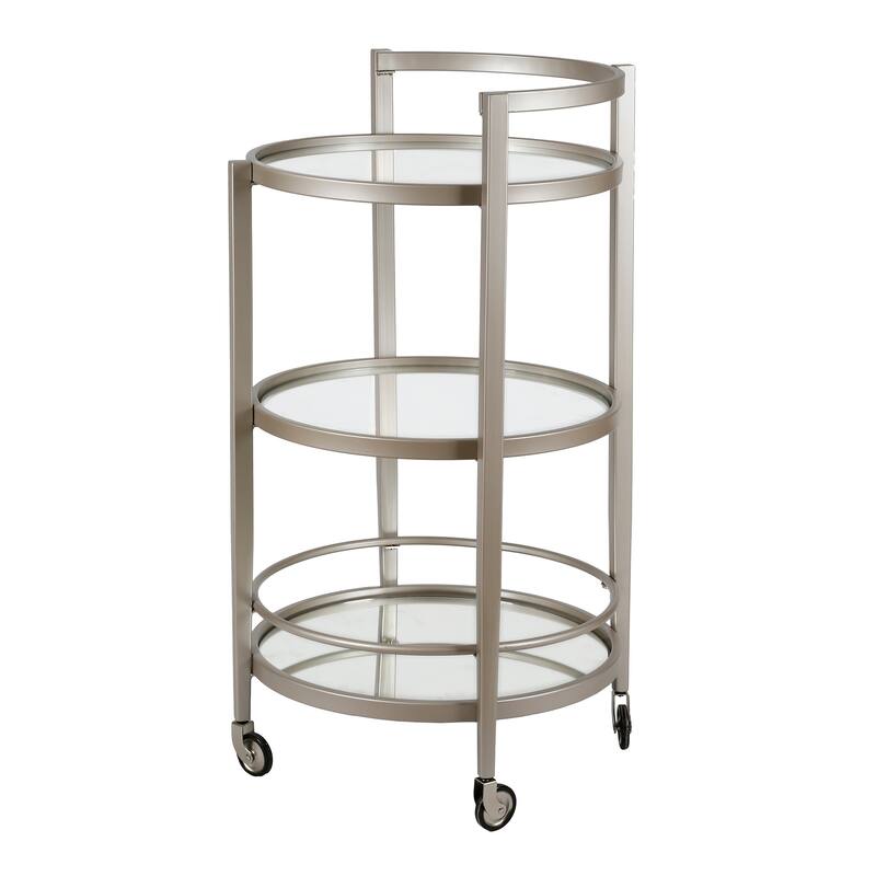 Silver Orchid Carmen Mirrored Bar Cart