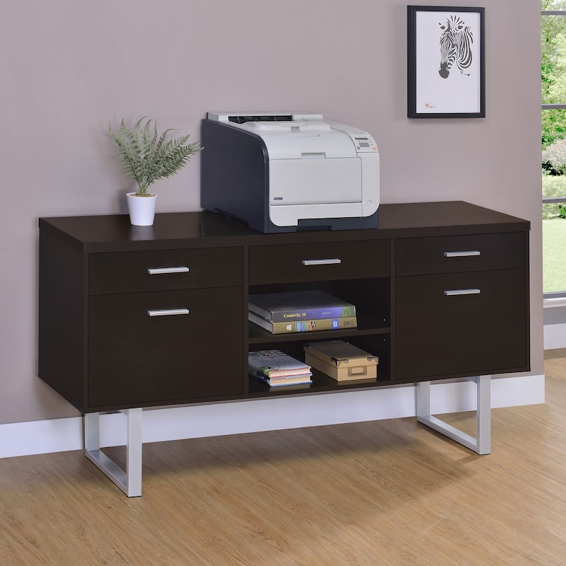 Lawtey 5-drawer Home Office Storage Credenza Cappuccino - 60.00" x 15.50" x 30.00"