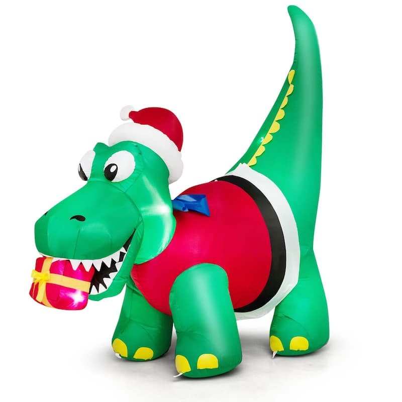 Costway 6FT Inflatable Christmas Dinosaur with LED Lights Gift Box & - See Details