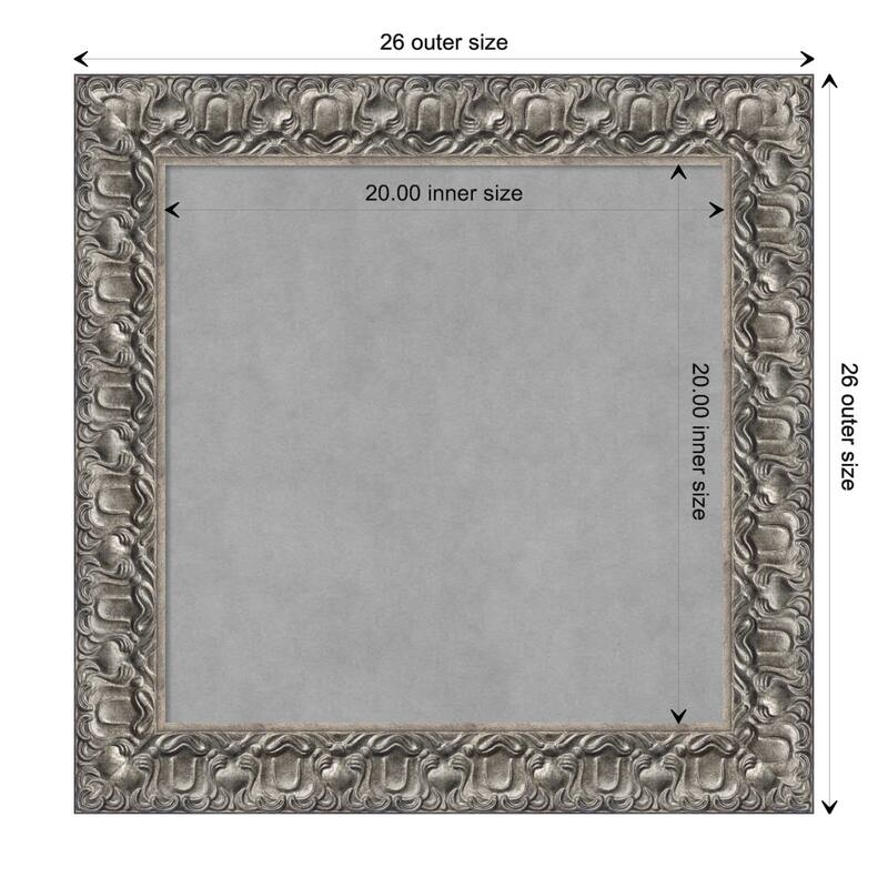 Amanti Art Silver Luxor Framed Magnetic Board - Board Size 20x20