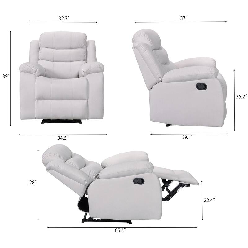 Q-Max Manual Recliner Chair with Overstuffed Cushions for Bedroom and Living Room Reclining Single Sofa Chair