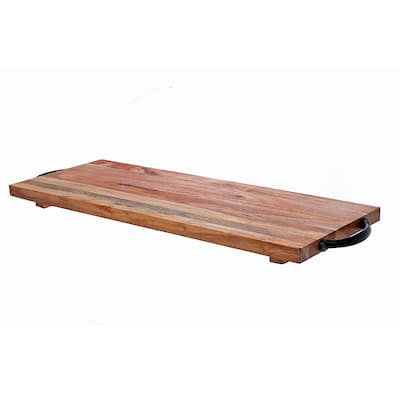IH Casa Decor Natural Acacia Wood Rect. Serving Board With Black Handles