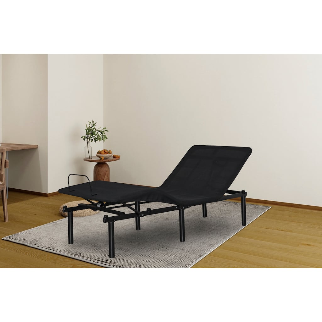 Twin XL Size Steel Frame Adjustable Foldable Bed with Head/Foot Incline (Tool-Free Assembly)