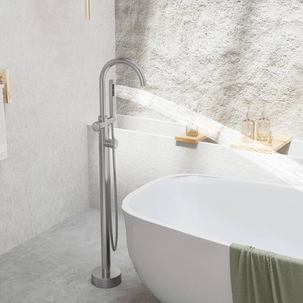 Modland 46'' Outdoor Shower System 316 Stainless Steel Thermostatic Freestanding Poolside Faucet with Swivel Spout - 46'' H