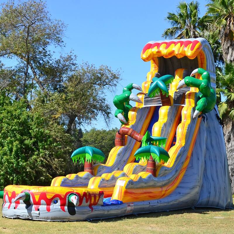 JumpOrange 25' T-Rex Commercial Grade inflatable Water Slide with Attached Splash Pool (with Air Blower), Outdoor Play