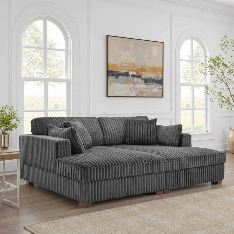 DREAMSIDEA Oversized Modular Sectional Sofa - Grey/2 Pillows