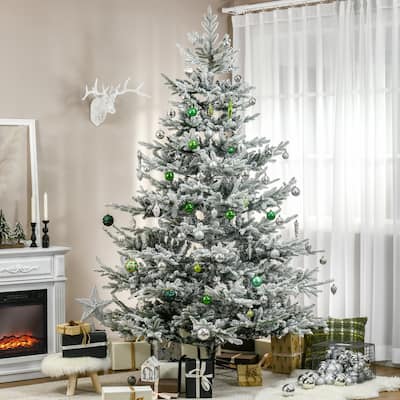 HOMCOM 8 Foot Snow Flocked Artificial Christmas Tree - 7.87 ft