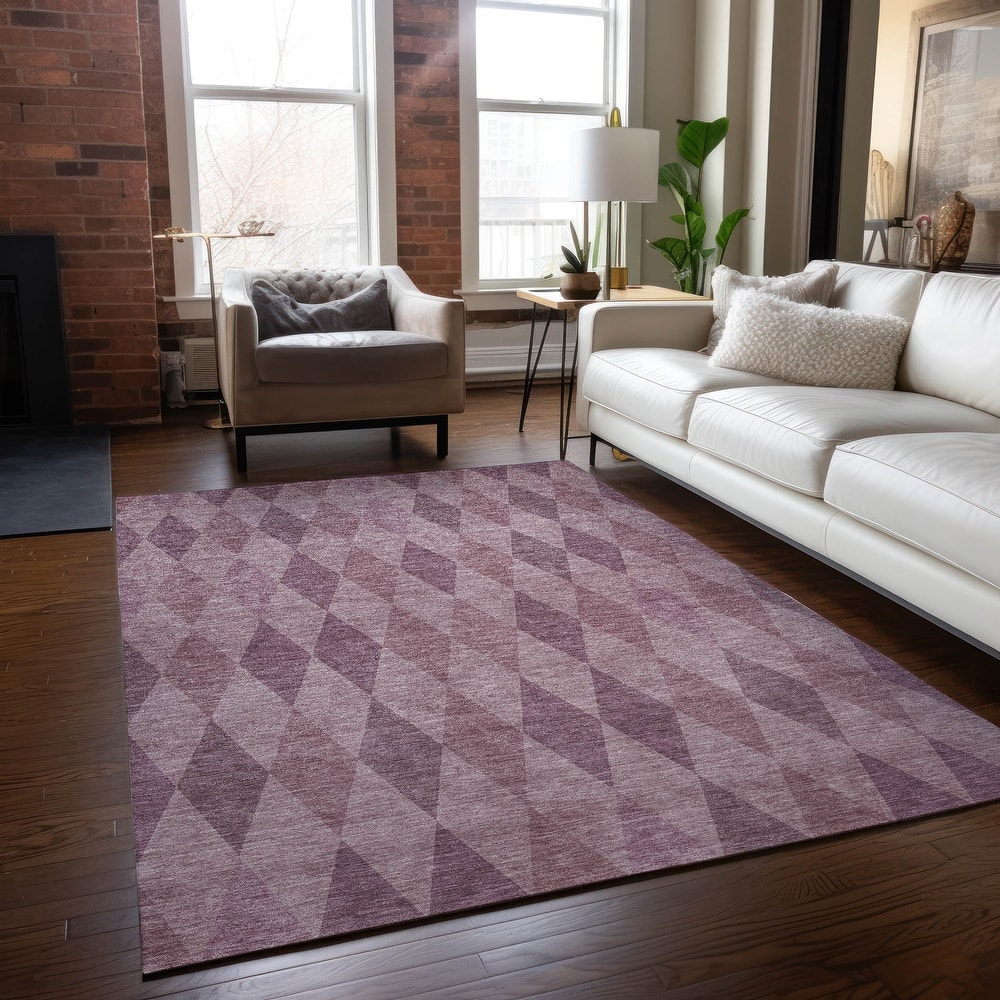 Machine Washable Indoor/ Outdoor Argyle Chantille Rug