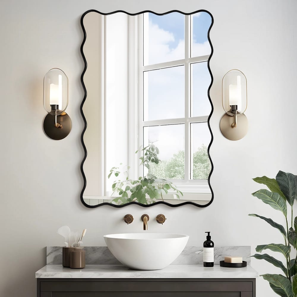 Rectangle Metal Framed Wavy Wall Mirror