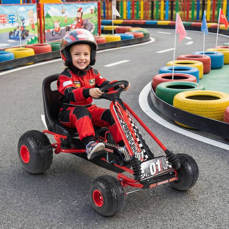 Gymax Kids 4-Wheel Pedal Go Kart w/Clutch & Hand Brake Multi-Terrain