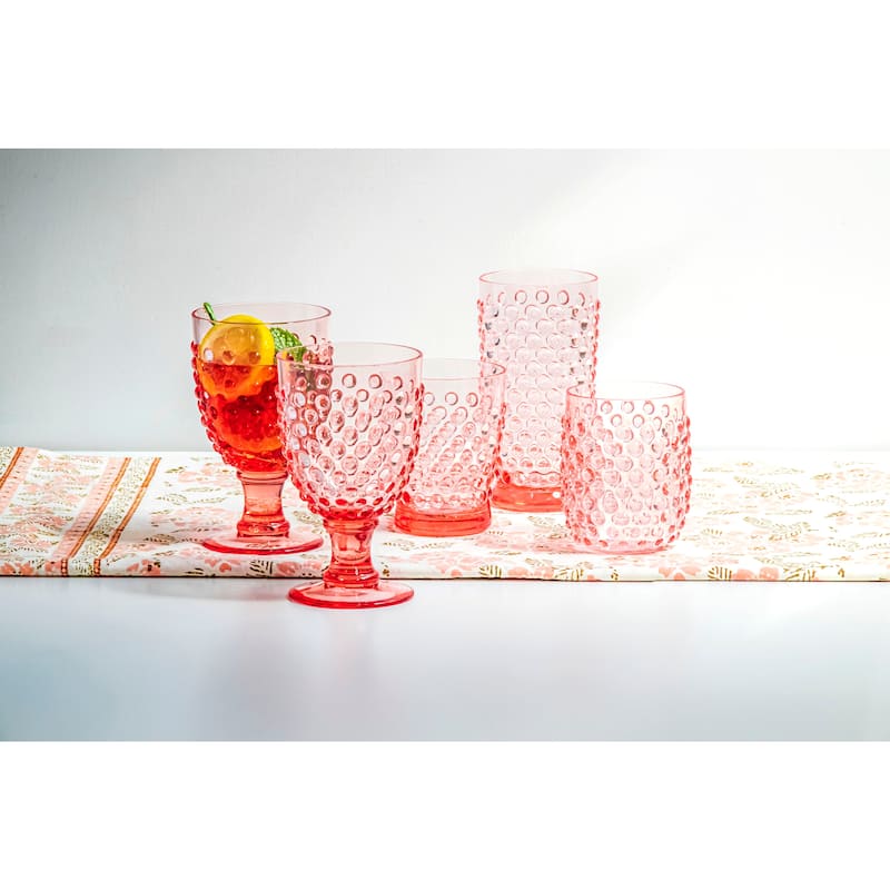 Abode Homewares Hobnail Acrylic Wine Glass - 17 oz - Set of 6