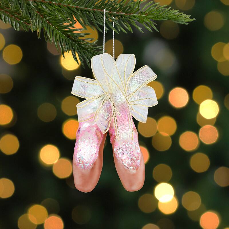 3" Pink Ballerina Slippers Glass Christmas Ornament