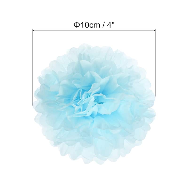 10Pcs 4" Tissue Pom Poms Paper Flowers Ball Party Wedding Decor - Light Blue - 4"