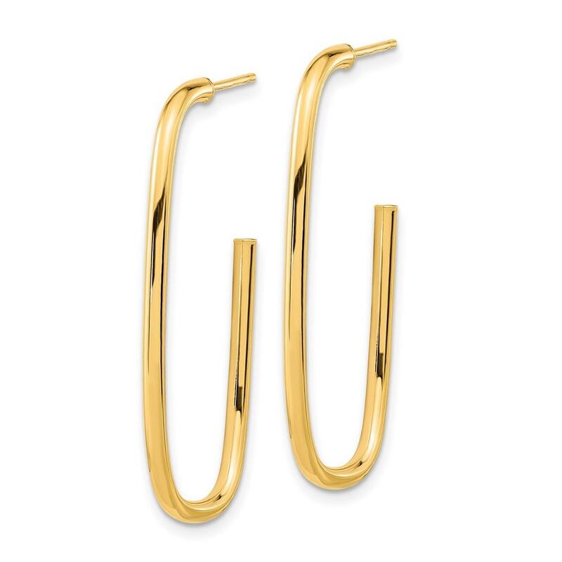 Curata 14k Yellow Gold Polished Rectangular Shape hoop Earrings 36.65x2mm