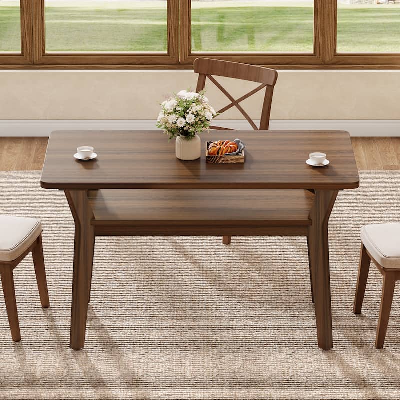 Small Farmhouse Dining Table with Solid Wood Legs
