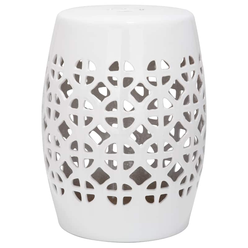 SAFAVIEH Paradise Sevdalija Tranquility White Ceramic Decorative Garden Stool