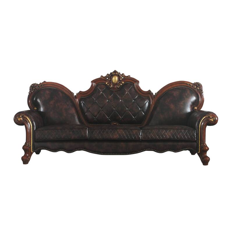 Deveraux Honey Diamond Tufted Sofa with 5 Pillows