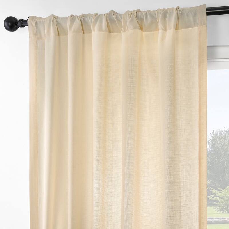 Exclusive Fabrics Rustic Linen Weave Light Filtering Curtains for Bedroom & Living Room Curtains - 2 Panel Drapes