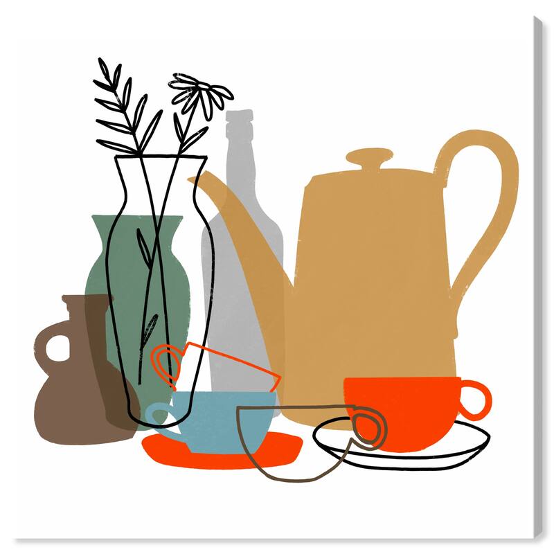 Wynwood Studio Prints Food and Cuisine Morning Tea Brown and Light Brown Modern & Contemporary Wall Art Canvas Print