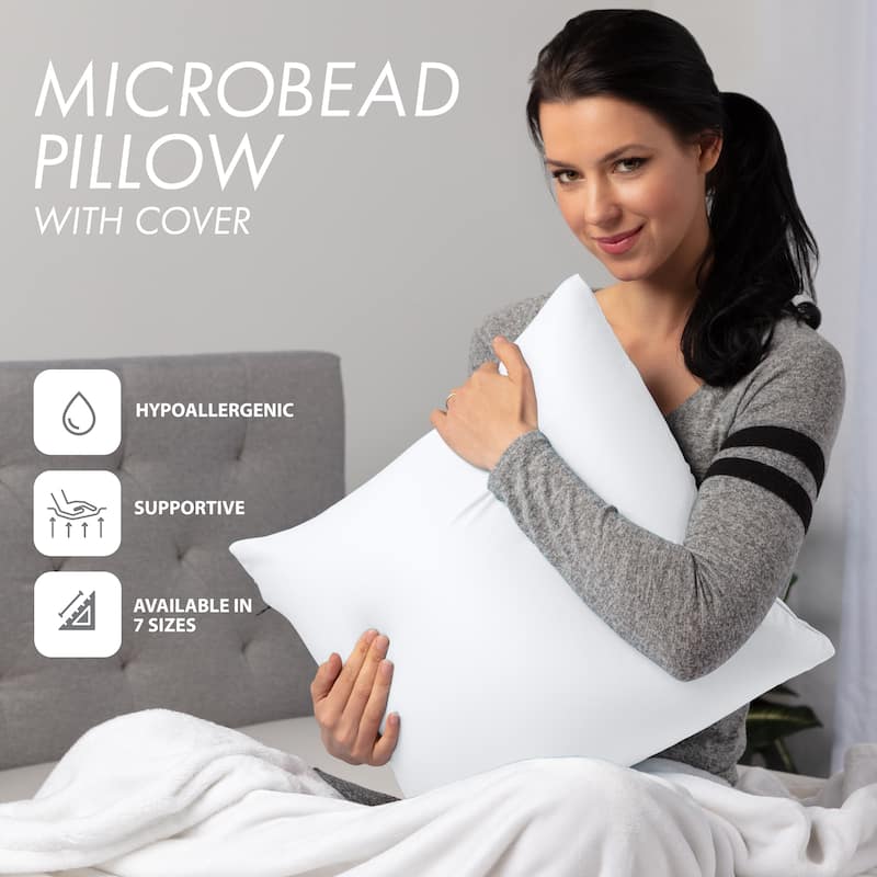 Throw Pillow Cozy Soft Microbead White: 1 Pc