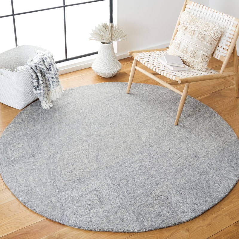 SAFAVIEH Handmade Metro Shikha French Country Wool Rug - 6' Round - Grey