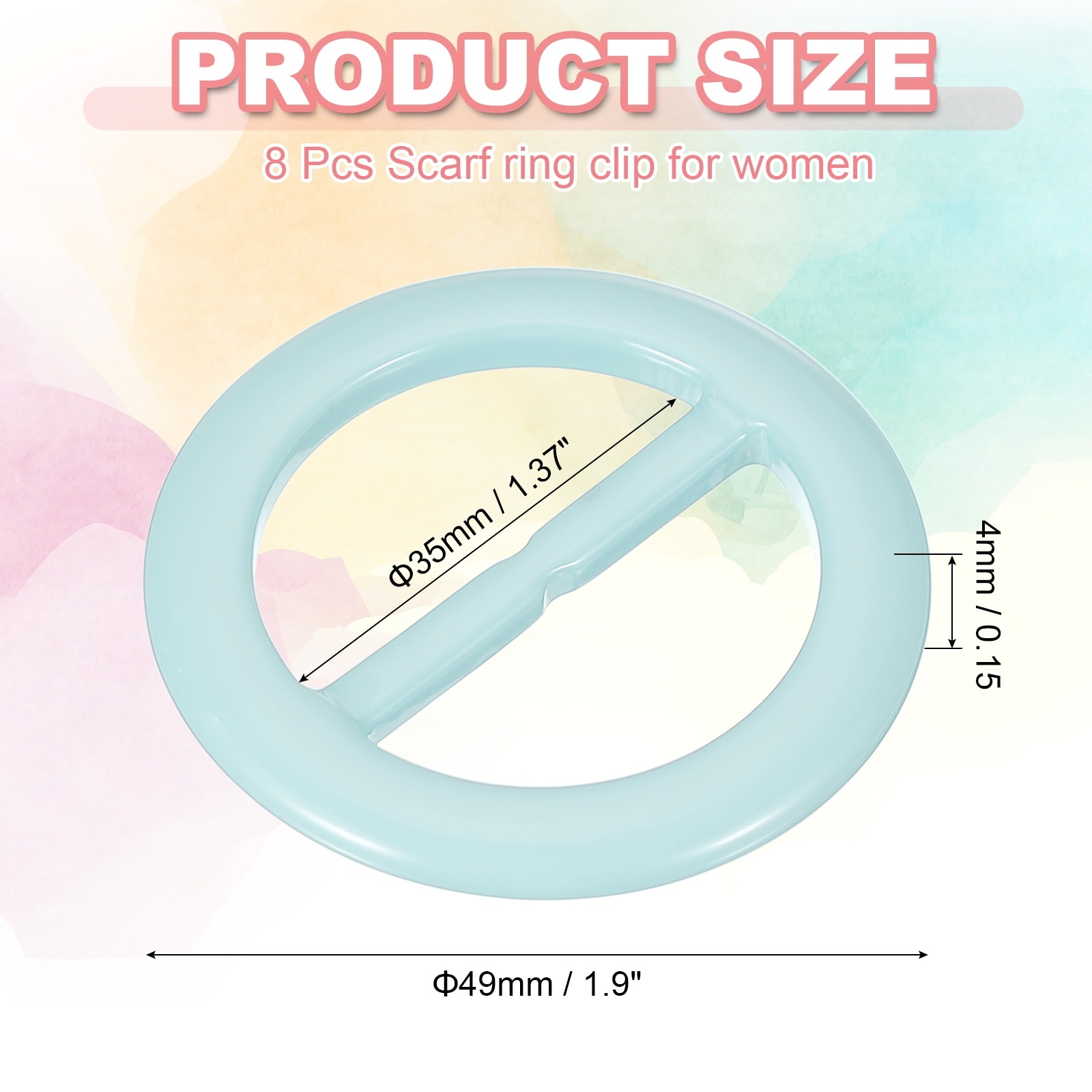 T-Shirt Tie Clips Plastic Silk Scarf Ring Clip Waist Knotted Buckle Fashion Round Circle Rings for Women Clothing - 1.9 inch