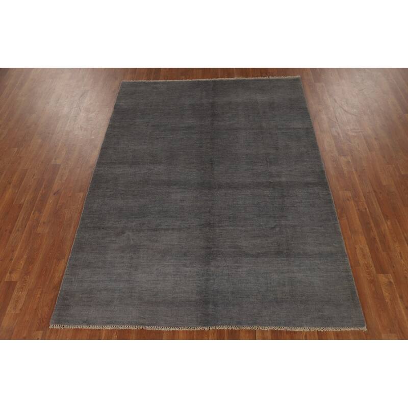Gray Modern Gabbeh Oriental Area Rug Hand-Knotted Wool Carpet - 5'9" x 7'10"