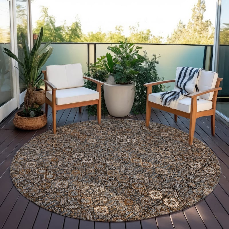 Machine Washable Indoor/ Outdoor Traditional Boho Chantille Rug