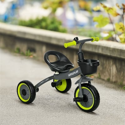 Kids Tricycle with Adjustable Seat Belt and Storage Basket Pedal Trike for Boys and Girls - 31.5" L x 19" W x 24.75" H
