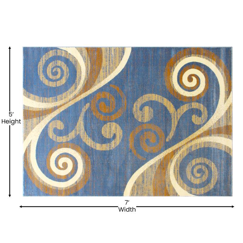 Modern Distressed Swirl Abstract Style Indoor Area Rug