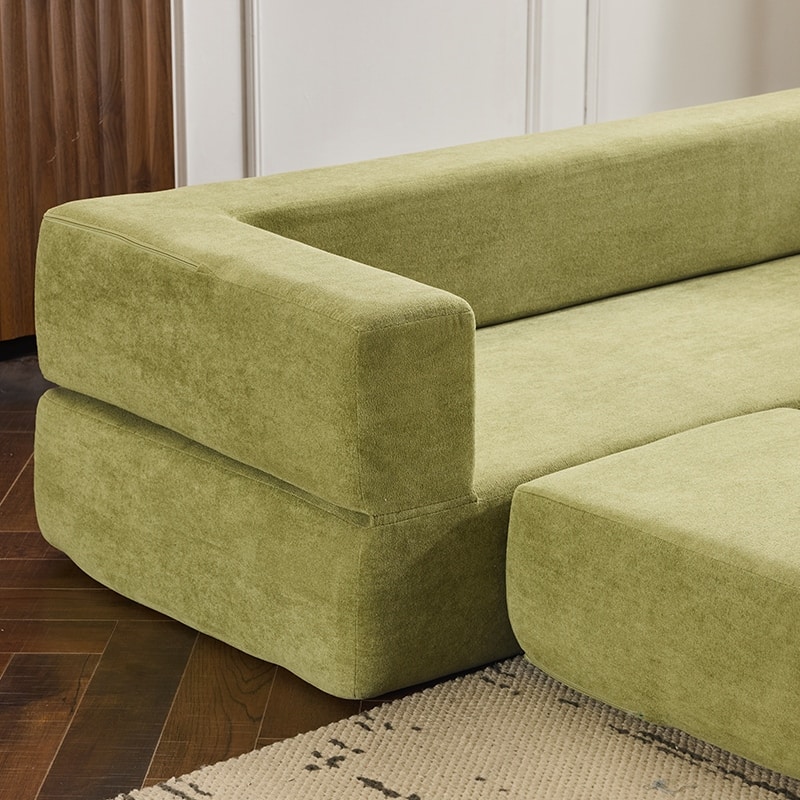 79.14" Ebern Designs Convertible Sectional Sofa Couch with 3 Ottomans