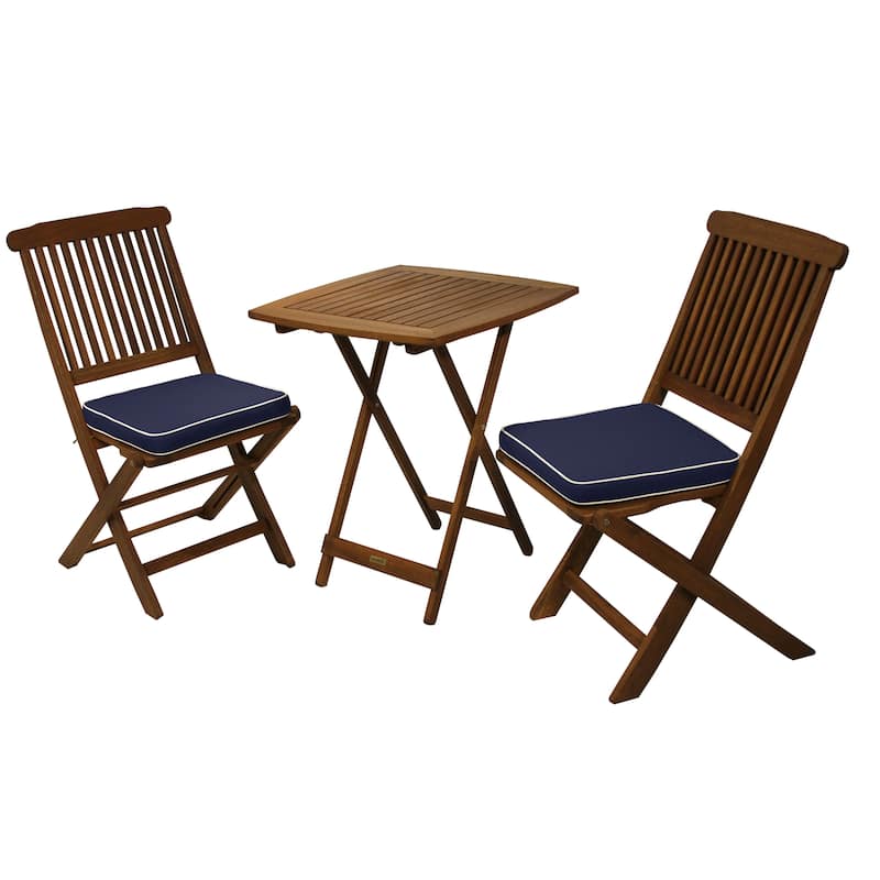 3pc. Eilaf Square Bistro Set with Blue Cushions - N/A