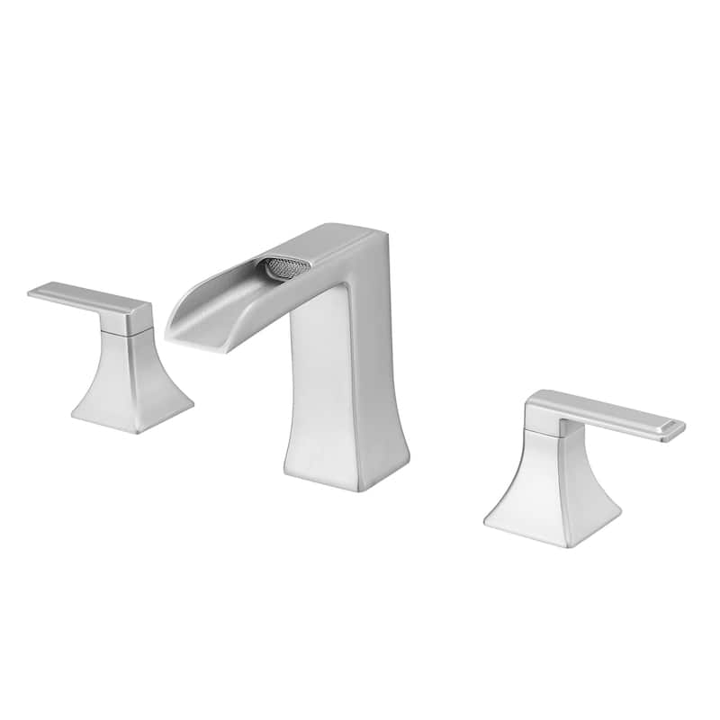 Double Handle Three-Hole Bath Waterfall Faucet with Drain