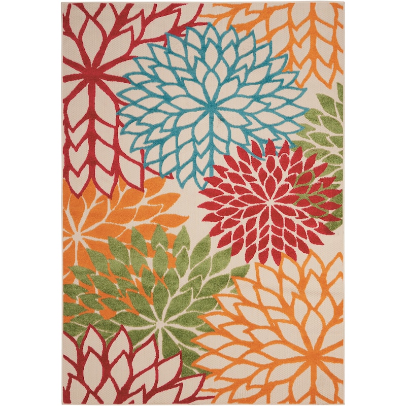 Nourison Aloha Floral Modern, Indoor/Outdoor Area Rug - 3'6" x 5'6" - Green