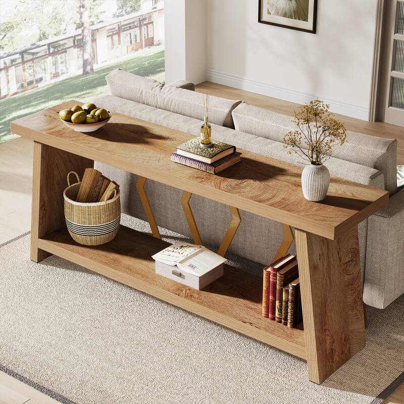 70.86-Inch Console Table, Wood Entryway Table with Storage, Couch Side Foyer Hallway Accent Table for Living Room, Entrance