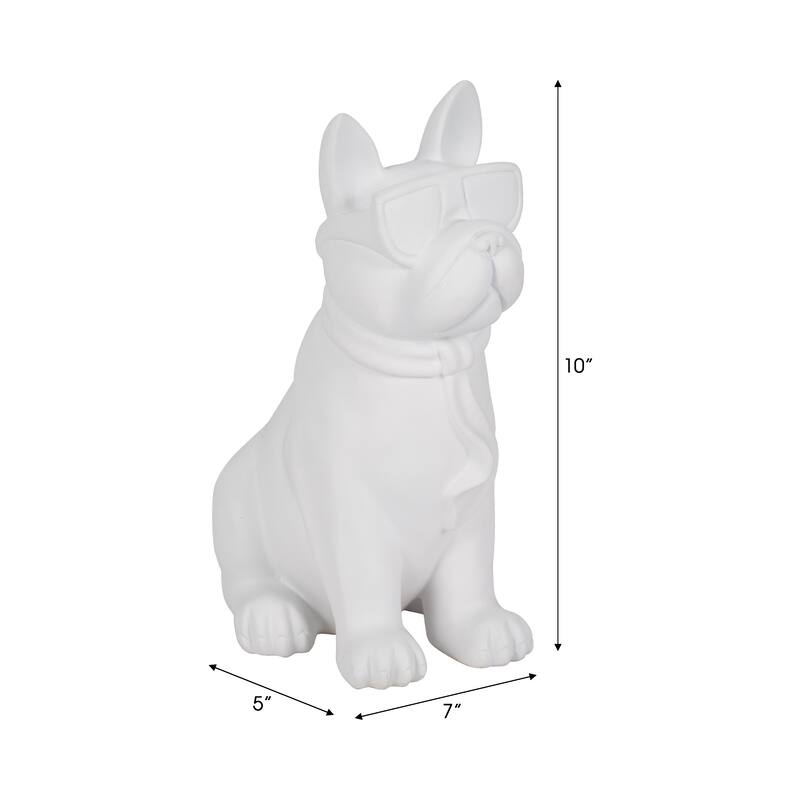 Sagebrook Home 10" Solid Color Cool Shades Novelty Boston Terrier - 7" x 5" x 10"