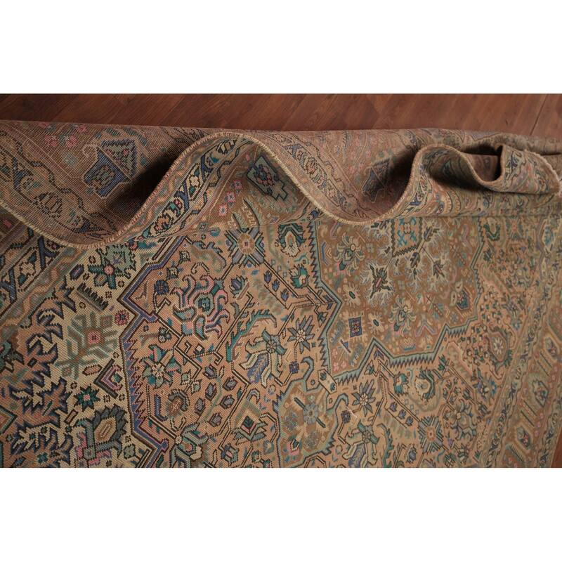 Geometric Tabriz Persian Vintage Area Rug Hand-Knotted Wool Carpet - 8'3" x 11'4"