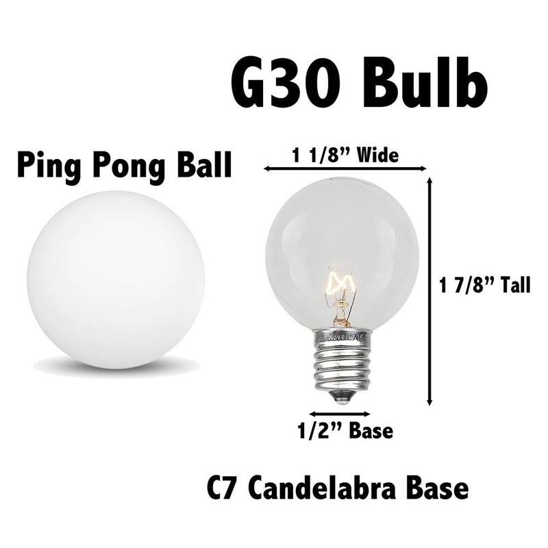 25 Foot G30 Outdoor Globe Patio String Lights - Set of 25 G30 Globe Bulbs
