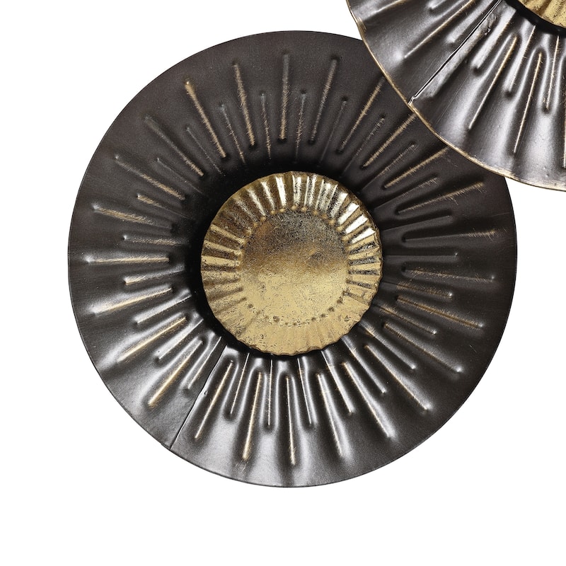 41.3" W Brown and Gold Metal Abstract Flower Wall Decor