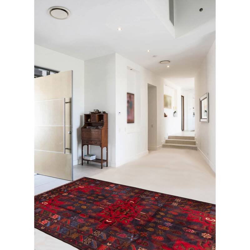 Teimani Navy, Red Rug 3'7" x 6'3" - 3'7 x 6'3
