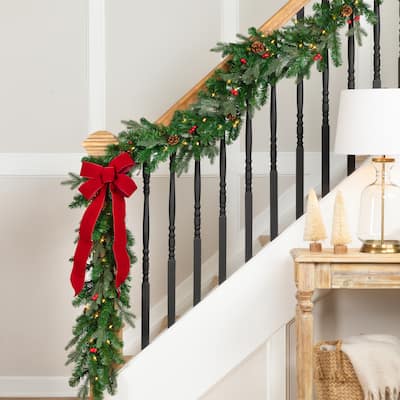 Real Touch™ Pre-Lit Mixed Noble Spruce Garland - 9' x 14" - Clear Lights